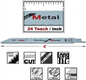 img 2 attached to 6-Inch Universal Reciprocating Saw Blades For Metal, Aluminum, PP Pipe & ABS - Compatible With DeWalt Makita Ryobi (SET007)