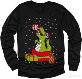 img 4 attached to 🦖 Kids T-Rex Ugly Christmas Sweater Funny Dinosaur Sweatshirt Long Sleeve Tee