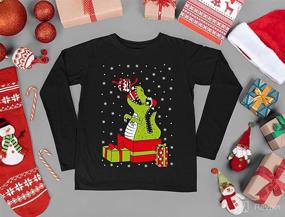 img 1 attached to 🦖 Kids T-Rex Ugly Christmas Sweater Funny Dinosaur Sweatshirt Long Sleeve Tee