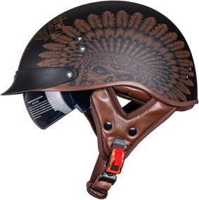 img 4 attached to 🏍️ DOT Approved VCOROS Half Face Helmets with Sun Visor and Quick Release Buckle - Ideal for Men and Women on Motorcycles