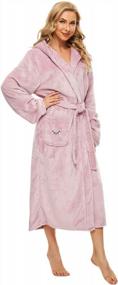img 1 attached to 🛀 CCKO Plush Robes for Women: Fleece Womens Robe for Ultimate Comfort, Fuzzy Fluffy Women's Bathrobe for Extra Warmth, Soft Cozy Female Bathrobes Long