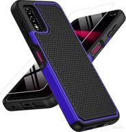 for t-mobile revvl v phone case 4g: dual layer protective heavy duty cell phone cover shockproof rugged with non slip textured back - military protection bumper tough - 6 logo