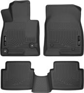 🚘 husky liners weatherbeater series 98651: front & 2nd seat floor liners for 2014-2018 mazda 3 hatchback/sedan - black (3 pcs) logo