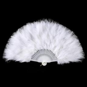 img 3 attached to Vintage Feather Hand Fan: Essential Bridal Wedding & Flapper Accessory For 1920S Themed Dancing Parties In Classic White By Radtengle