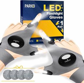 img 4 attached to PARIGO Rechargeable LED Flashlight Waterproof Gloves - Valentines Day Gifts For Him,Cool Gadgets Hands Free Light Gloves Tool For Men Women Husband Boyfriend Mechanics Night Fishing Grey