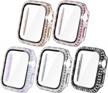5-pack bling cases with screen protector for apple watch 40mm - compatible w/ se series 6 5 4 3 2 1 (black/pink/rose gold/silver/iridescent) logo