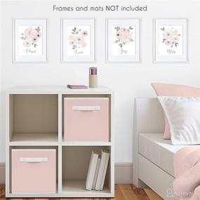 img 2 attached to 🎨 Watercolor Floral Collection - Set of 4 Blush Pink, Grey, and White Love Peace Joy Bliss Wall Art Prints for Baby, Nursery, and Kids by Sweet Jojo Designs - Room Decor