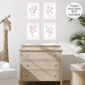 img 1 attached to 🎨 Watercolor Floral Collection - Set of 4 Blush Pink, Grey, and White Love Peace Joy Bliss Wall Art Prints for Baby, Nursery, and Kids by Sweet Jojo Designs - Room Decor