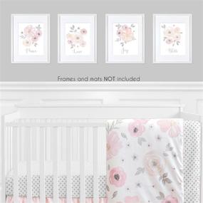 img 3 attached to 🎨 Watercolor Floral Collection - Set of 4 Blush Pink, Grey, and White Love Peace Joy Bliss Wall Art Prints for Baby, Nursery, and Kids by Sweet Jojo Designs - Room Decor