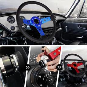 img 1 attached to 🏎️ MOTAFAR Red Universal 6 Hole Steering Wheel Quick Release for Race/Rally/Motorsport: Snap-Off Boss Kit