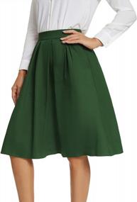 img 1 attached to Tandisk Women'S Vintage A-Line Printed Pleated Flared Midi Skirt With Pockets