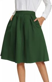 img 3 attached to Tandisk Women'S Vintage A-Line Printed Pleated Flared Midi Skirt With Pockets
