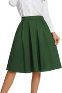 tandisk women's vintage a-line printed pleated flared midi skirt with pockets logo
