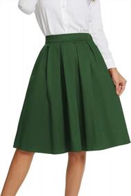 img 4 attached to Tandisk Women'S Vintage A-Line Printed Pleated Flared Midi Skirt With Pockets