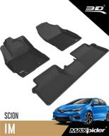 🚗 custom fit all-weather floor mat set for scion im/toyota corolla im - kagu rubber (black) by 3d maxpider логотип