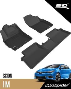 img 4 attached to 🚗 Custom Fit All-Weather Floor Mat Set for Scion iM/Toyota Corolla iM - Kagu Rubber (Black) by 3D MAXpider