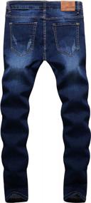 img 3 attached to Men'S ZLZ Blue Black Ripped Distressed Jeans - Slim Fit Streetwear Destroyed Pants