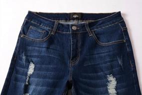 img 1 attached to Men'S ZLZ Blue Black Ripped Distressed Jeans - Slim Fit Streetwear Destroyed Pants