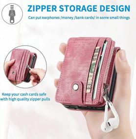 img 2 attached to LINYUNE Galaxy Z Flip 4 Wallet Case With Card Holder【2 In 1 Detachable】【 Zipper Wallet】, Slim Fit Retro PU Leather Protective Flip Phone Cover For Samsung Galaxy Z Flip 4 5G 2022 (Orangepink)