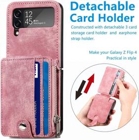 img 3 attached to LINYUNE Galaxy Z Flip 4 Wallet Case With Card Holder【2 In 1 Detachable】【 Zipper Wallet】, Slim Fit Retro PU Leather Protective Flip Phone Cover For Samsung Galaxy Z Flip 4 5G 2022 (Orangepink)