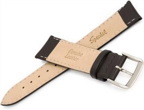 img 2 attached to 16Mm-24Mm Genuine Leather Watch Band - Black & Brown Stitched Calf Skin Replacement Strap, Stainless Steel Metal Buckle Fits Most Brands