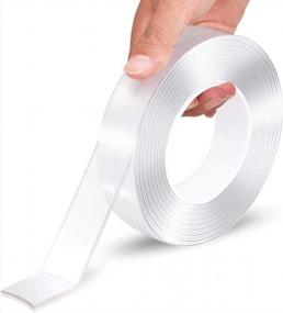 img 4 attached to Strong And Versatile Double-Sided Tape For Removable Mounting, Washable And Transparent – 16.5FT Length