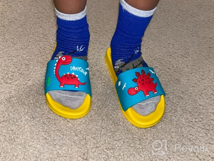 img 1 attached to Durable Toddler Dinosaur Anti-Skid Slippers for 🦕 Boys - 2013 Pnk 14 - Comfortable Boys' Shoes review by Nathan Pintac