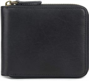 img 4 attached to Premium Genuine Leather RFID Blocking Zipper Wallet With Coin Pocket - Perfect Gift For Men.