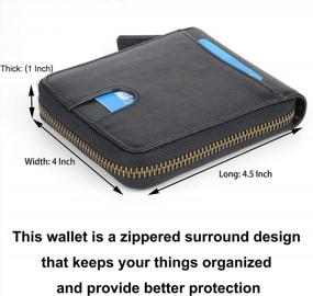img 1 attached to Premium Genuine Leather RFID Blocking Zipper Wallet With Coin Pocket - Perfect Gift For Men.