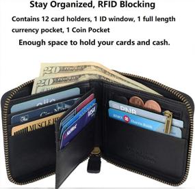 img 2 attached to Premium Genuine Leather RFID Blocking Zipper Wallet With Coin Pocket - Perfect Gift For Men.