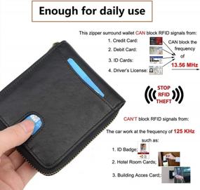 img 3 attached to Premium Genuine Leather RFID Blocking Zipper Wallet With Coin Pocket - Perfect Gift For Men.