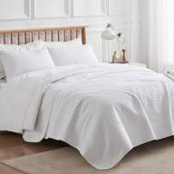 veeyoo soft and lightweight white queen size quilt set - resistant to wrinkles, microfiber bedspread, suitable for all seasons logo