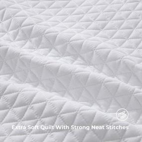 img 3 attached to VEEYOO Soft And Lightweight White Queen Size Quilt Set - Resistant To Wrinkles, Microfiber Bedspread, Suitable For All Seasons