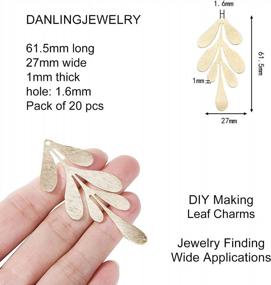 img 3 attached to DIY Jewelry Making Charms: Set Of 20 Leaf Shaped Pieces, 18K Gold Plated Brass For Necklaces And Bracelets By DanLingJewelry