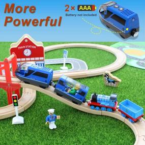 img 2 attached to Lebze Battery Operated Action Locomotive Train (Magnetic Connection) - Powerful Engine Travel Train Set Fits Thomas Brio Wooden Trains And Tracks - Toy Train Set For Toddlers Ages 2-4
