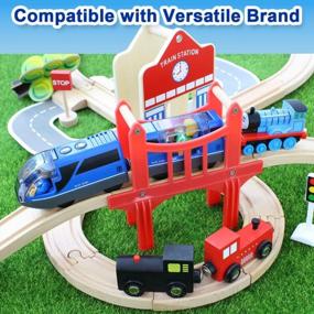 img 1 attached to Lebze Battery Operated Action Locomotive Train (Magnetic Connection) - Powerful Engine Travel Train Set Fits Thomas Brio Wooden Trains And Tracks - Toy Train Set For Toddlers Ages 2-4