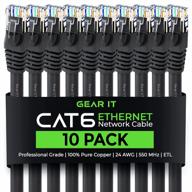 10-pack ethernet-кабель gearit cat 6 — 20-футовый черный патч-кабель для подключения к сети, интернету и ethernet логотип
