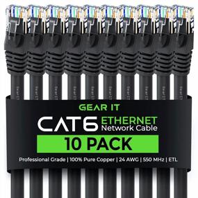 img 4 attached to 10-Pack Ethernet-кабель GearIT Cat 6 — 20-футовый черный патч-кабель для подключения к сети, Интернету и Ethernet