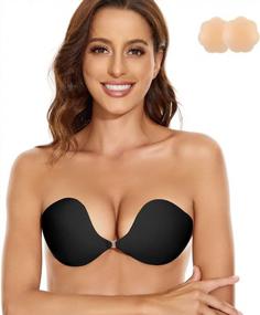 img 3 attached to Silicone Push-Up Invisible Bra With Nipple Covers: Loxoto Sticky Adhesive Backless Strapless Bra For Women