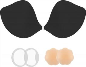 img 4 attached to Silicone Push-Up Invisible Bra With Nipple Covers: Loxoto Sticky Adhesive Backless Strapless Bra For Women