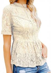 img 4 attached to Women'S Short Sleeve Sexy Sheer Mesh Lace Peplum Blouse Top