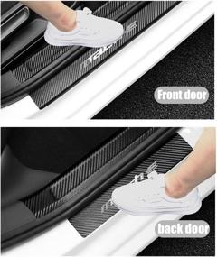 img 3 attached to LEXLEY For Ford Mustang 2021 2022 Mach-E MACH E Carbon Fiber Style Leather Door Sill Protector Anti-Dirty Scuff Plate Cover Guard Sills Protector Trim