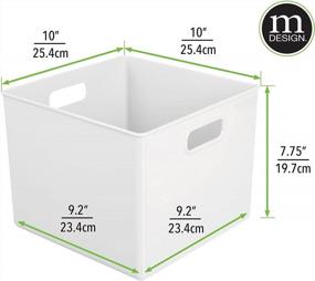 img 1 attached to MDesign Plastic Deep Home Storage Organizer Basket Bin, Handles For Cube Furniture Shelving In Office, Closet, Bedroom, Laundry Room, Nursery, Kids Toy Room Shelf, Ligne Collection, 8 Pack, White
