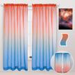 faux linen 2 tone ombre sheer curtains for bedroom/living room 52x84 red blue privacy light filtering rod pocket voile gradient set of 2 panels - wontex logo