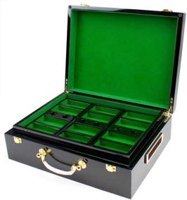 img 3 attached to High Gloss Wooden Poker Chip Case With Suit Symbol Design - Holds 500 Chips By Brybelly