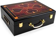 high gloss wooden poker chip case with suit symbol design - holds 500 chips by brybelly logo