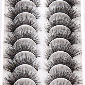 img 2 attached to 6D50 Veleasha False Eyelashes Natural Look Cat Eye Faux Mink Lashes 10 Pairs Fluffy Soft Handmade Criss-Cross Pack