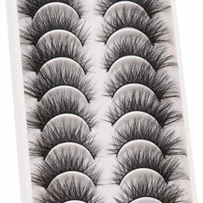 img 3 attached to 6D50 Veleasha False Eyelashes Natural Look Cat Eye Faux Mink Lashes 10 Pairs Fluffy Soft Handmade Criss-Cross Pack