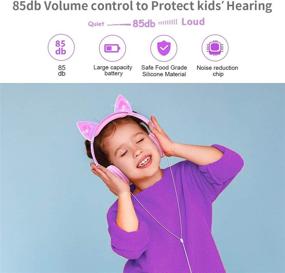 img 1 attached to 🎧 LOBKIN Foldable Wired Kids Headphone with Glowing Cat Ears for Girls Cosplay Fans - Pink 3