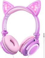 🎧 lobkin foldable wired kids headphone with glowing cat ears for girls cosplay fans - pink 3 логотип